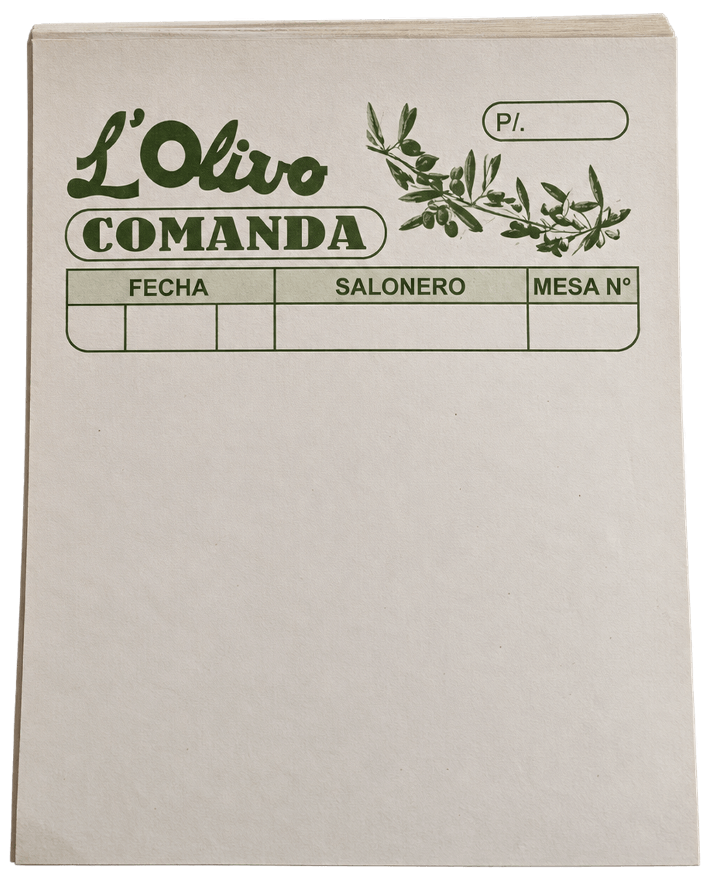 Bloc de comandas de L’Olivo
